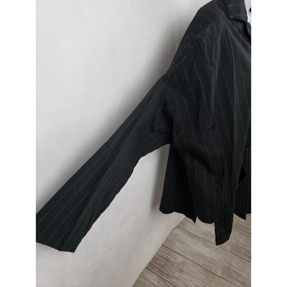 NWT Spirithouse Black Striped Button Down Top Size M Polyester Blend Long Sleeve - Picture 4 of 10